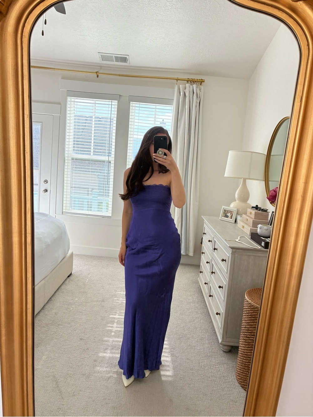 Meshki Darcie Strapless Purple Maxi Dress